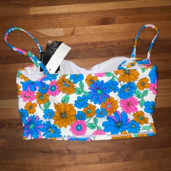 California Waves 3 piece bikini set, floral / green Small - Picture 7 of 12